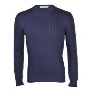 Blauwe Linnen Katoen Crew-Neck Sweater Gran Sasso , Blue , Heren