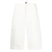 Witte katoenen weefsel serge shorts Thom Browne , White , Heren