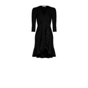 Korte jurk met ruches, V-hals, asymmetrisch Rinascimento , Black , Dam...