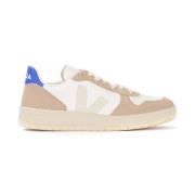 V-10 Leren Sneaker Wit Beige Blauw Veja , Multicolor , Heren