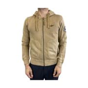 Rits Hoodie in Geroosterde Kleur Aeronautica Militare , Beige , Heren