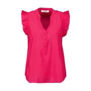 Ruches Top in Roze met V-hals Co'Couture , Pink , Dames