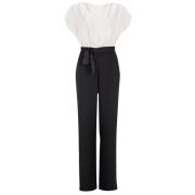 Elegante Zwart en Wit Jumpsuit Swing , Black , Dames