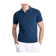 Blauwe Geribbelde Polo Sweater Gran Sasso , Blue , Heren