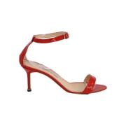Pre-owned Leather sandals Manolo Blahnik Pre-owned , Orange , Dames
