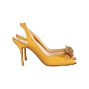 Pre-owned Satin heels Christian Louboutin Pre-owned , Yellow , Dames