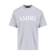Grijze Logo T-shirt met Witte Details Amiri , Gray , Heren