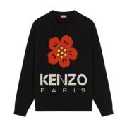 Zwarte Boke Flower Wollen Trui Kenzo , Black , Heren