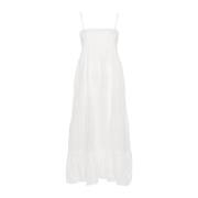 Witte Linnen Vierkante Hals Jurk MC2 Saint Barth , White , Dames