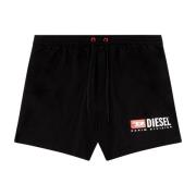 Mid-length swim shorts with logo print Diesel , Black , Heren