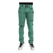 Kristalversierde Slim Jeans Dolce & Gabbana , Green , Heren