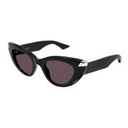 Metalen Inclusie Cat Eye Zonnebril Alexander McQueen , Black , Dames