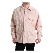 Roze Geknoopte Kraag Shirt Sweater Dolce & Gabbana , Pink , Heren