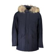 Katoenen Parka met Afneembare Bont Woolrich , Blue , Heren