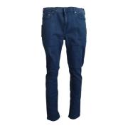 Skinny Pants met Logo Details Neil Barrett , Blue , Heren