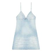 Mini dress in micro-crystal denim Diesel , Blue , Dames