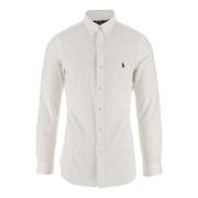 Stretch Katoenen Shirt met Logo Detail Polo Ralph Lauren , White , Her...