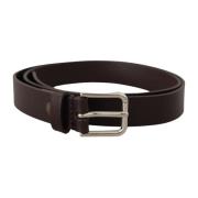 Donkerbruine leren riem met metalen gesp Dolce & Gabbana , Gray , Here...