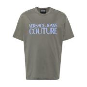 Grijze T-Shirts & Polos Heren Ss24 Versace Jeans Couture , Gray , Here...