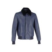 Pre-owned Leather outerwear Dior Vintage , Blue , Heren