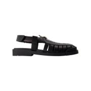 Pre-owned Leather sandals Versace Pre-owned , Black , Dames