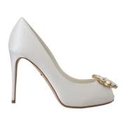 Witte Kristal Peep Toe Pumps Dolce & Gabbana , White , Dames