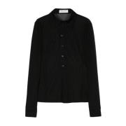 Zwarte Semi-Transparante Shirt met Puntkraag Saint Laurent , Black , D...