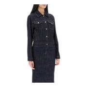 Stretch Cotton Denim Jacket met Topstitching Dolce & Gabbana , Blue , ...