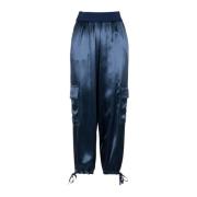 Blauwe Cargo Broek met Trekkoordmanchetten Erika Cavallini , Blue , Da...