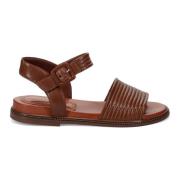 Bruin Leren Sandalen Comfort Stijl Lorenzo Masiero , Brown , Dames