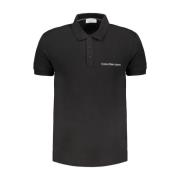 Zwarte Katoenen Poloshirt Calvin Klein , Black , Heren