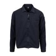 Katoen Kraag Lange Mouw Shirt Rits Logo C.p. Company , Blue , Heren