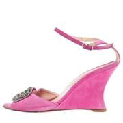 Pre-owned Suede sandals Manolo Blahnik Pre-owned , Pink , Dames