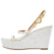 Pre-owned Leather sandals Versace Pre-owned , White , Dames