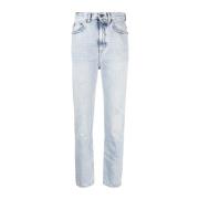 High Waist Blauwe Katoenen Jeans Saint Laurent , Blue , Dames