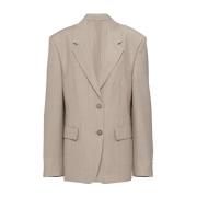 Beige Mohair Wol Jas Aw23 Prada , Beige , Dames