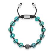 Men's Black Diamond Beaded Bracelet with Turquoise and Sterling Silver...