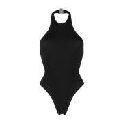 Zwart Metallic Halternek Zwemkleding Reina Olga , Black , Dames