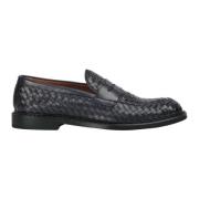 Blauwe Geweven Leren Loafers Doucal's , Blue , Heren