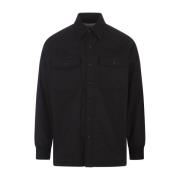 Zwarte Katoenen Poplin Shirt met Zeehondenlogo Alexander McQueen , Bla...