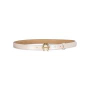 Smalle leren riem met gouden gesp Aigner , Beige , Dames