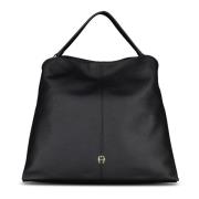 Savanna Leren Tas met Magneetsluiting Aigner , Black , Dames