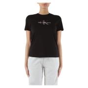Katoenen Logo Print T-shirt Calvin Klein Jeans , Black , Dames
