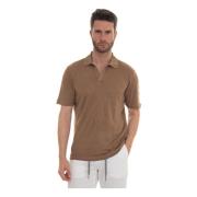 Linnen Polo Shirt met Zijopeningen Gran Sasso , Beige , Heren