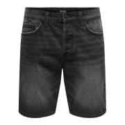 Klassieke Pasvorm Denim Shorts Only & Sons , Black , Heren