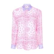 Roze Paisley Print Linnen Overhemd MC2 Saint Barth , Pink , Dames