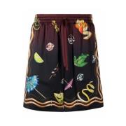 Zijden Trekkoord Zwarte Shorts Ss22 Casablanca , Multicolor , Heren