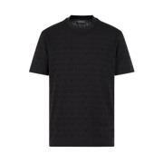 Zwart Jacquard Gebreid T-shirt met Logo Emporio Armani , Black , Heren