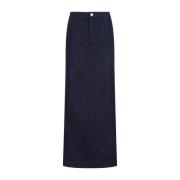 Indigo Blue Cotton Pencil Midi Skirt Theory , Blue , Dames