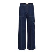 Cargo-geïnspireerde Raw Denim Broek Lounge Nine , Blue , Dames